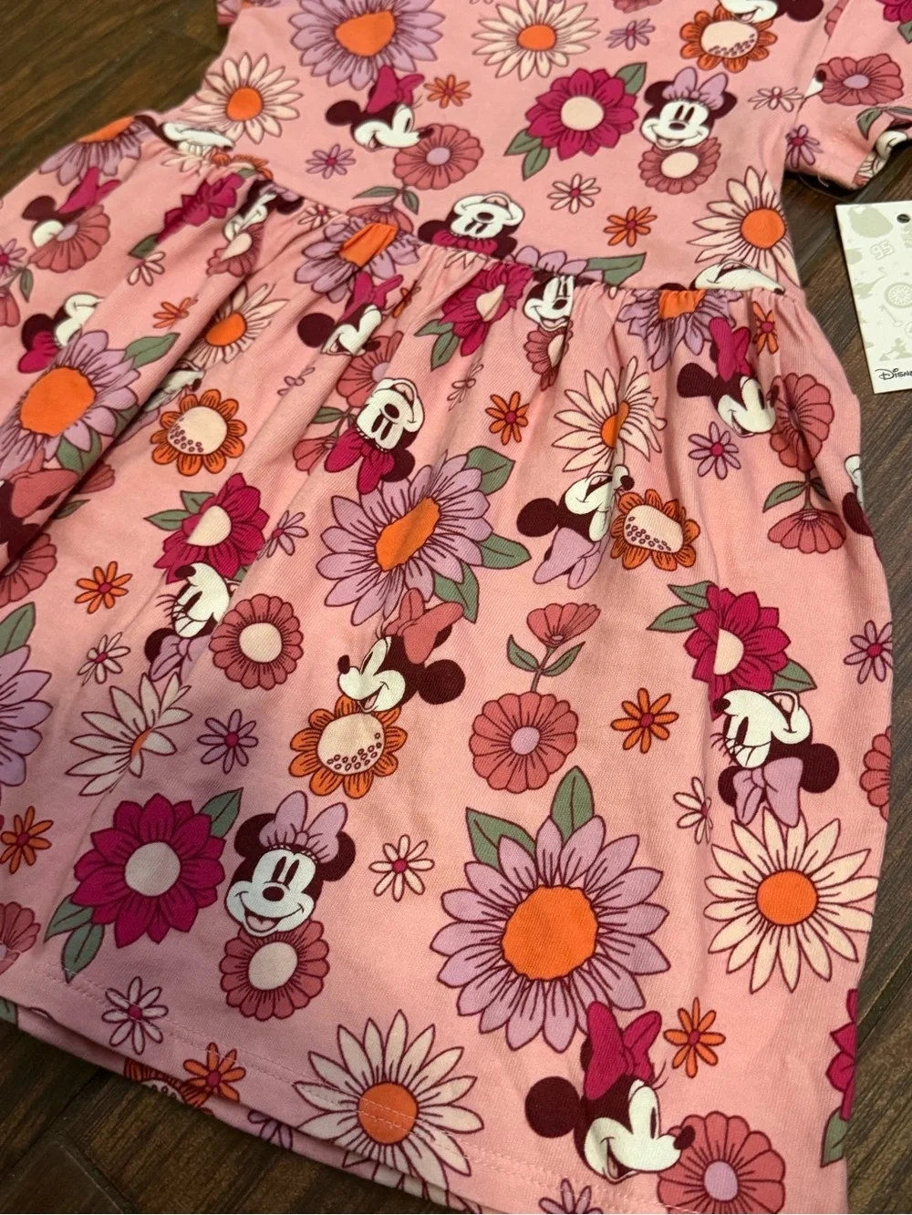 Disney Pink Floral Minnie Mouse Short Sleeve Dress